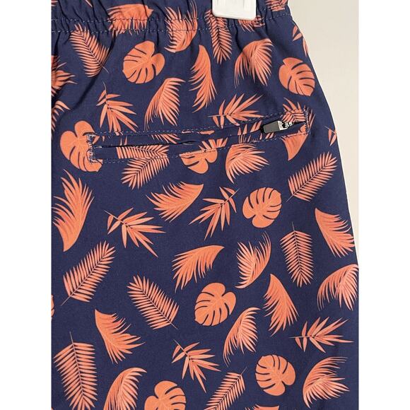 Mens BearBottom Swim Trunks Leaf Floral Blue Orange Size Medium 6" Inseam - Picture 4 of 10